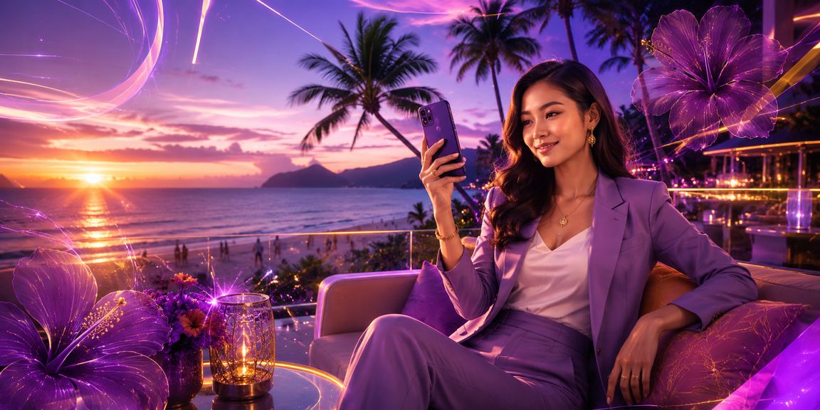 Mobile baccarat casino player in Langkawi using a smartphone